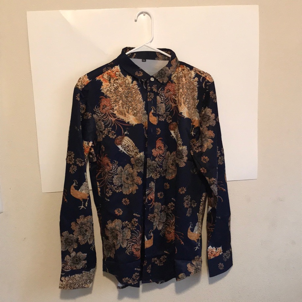 brand new never worn silk button up